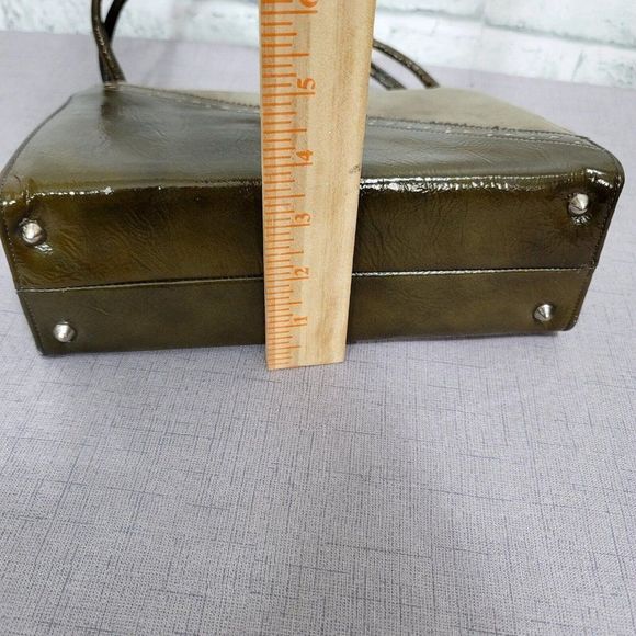 Vintage 60s Lennox Bags Two Tone Green Grey Leather‎ Vinyl Shoulder Bag Purse - Picture 15 of 15